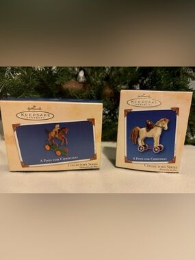 Hallmark Keepsake Ornament ‘A Pony For Christmas’ Bundle of 2 Festive Holiday